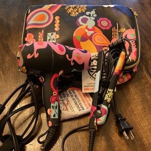 Amika Mini Hair Dryer and Flat Iron set in Travel Case